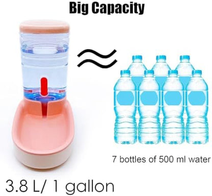 kathson Gravity Dog Food Dispenser Automatic Cat Feeding Food Station 1 Gallon Large Capacity Puppy Food Bowl for Small and Medium Dogs Cats Pink