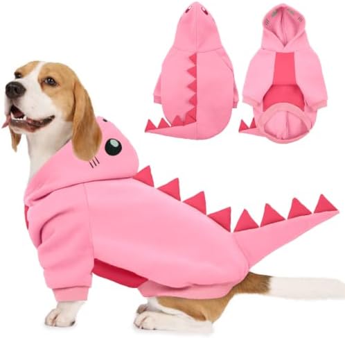 Lelepet Dog Dinosaur Costume Large Dog Halloween Costume Warm Fleece Hoodie by LeLePet