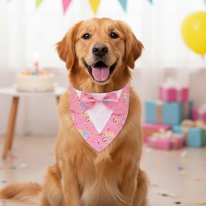 ADOGGYGO Birthday Dog Bandana with Bowtie, Pink Girl Dog Tuxedo, X-Large - Image 4