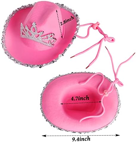 Yewong Pet Pink Cowboy Hat Costume Accessory Set Dog Cat Size Pink Cowgirl Princess Hat with Crown Tiara Bandana/Scarf Sunglasses for Cat Puppy Western Costume Daily Wearing Photo Props - Image 4