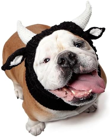 Zoo Snoods Bull Costume - Warm Knit Cow Dog Snood Wrap for Pets, Neck Ear Cover Protection for Halloween Winter (Large) by ZooSnoods