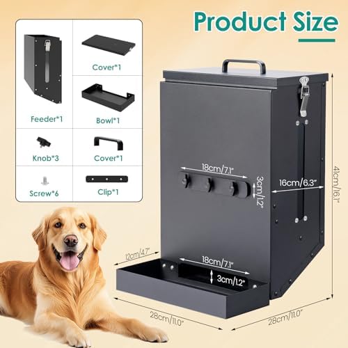 Hanging Cage Automatic Dog Feeder Large Breed,12L Dog Food Dispenser
