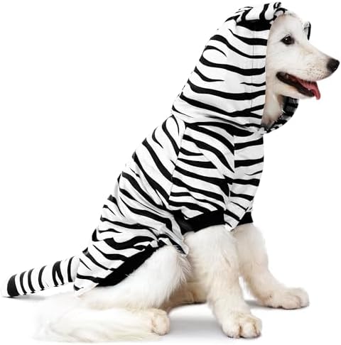 NACOCO Halloween Dog Tiger Costume - Pet White Tiger Cosplay Clothes Coat Hoodie Outfits Cute Warm Winter Apparel for Small and Medium Dogs(White, L) - Image 6