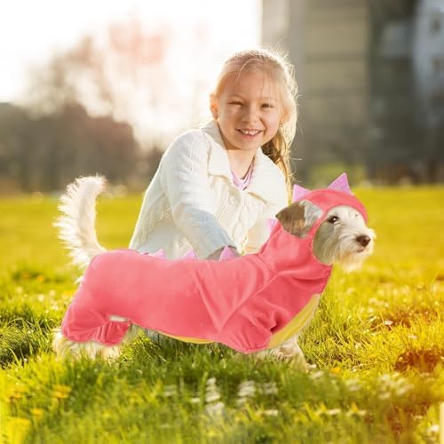 Hotumn Dinosaur Dog Halloween Costume Pet Dino Hoodie for Small Dogs (Medium, Pink) - Image 6