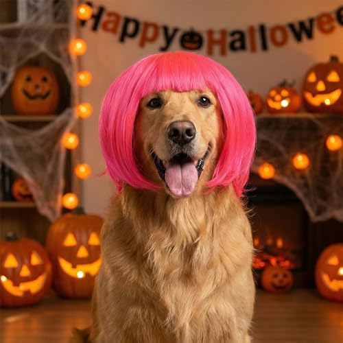 Dog Bob Wig Cat Halloween Costume for Small Medium Large Dog,Pink - Image 3