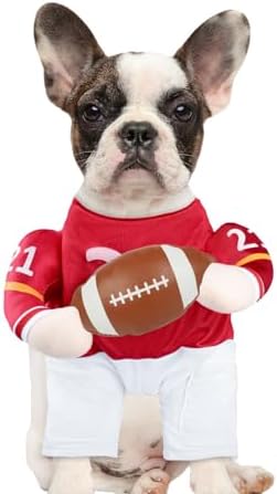 DELIFUR Football Player Dog Costume - Adjustable Funny Halloween Costume for Small Medium Dog (Football, Medium) by DELIFUR