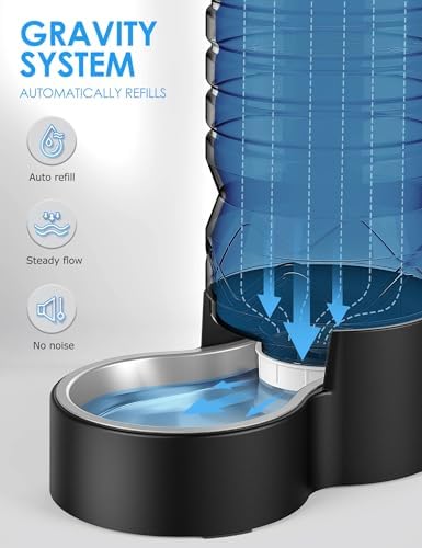 Heouvo 1.7 Gal Gravity Dog Water Dispenser, Wide-Mouth, 3 Filters, Black