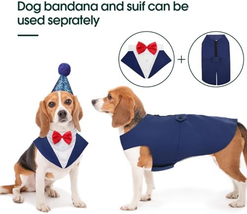 Kuoser Dog Tuxedo, Dog Suit and Bandana Set, Dogs Costume with D-Ring - Image 3