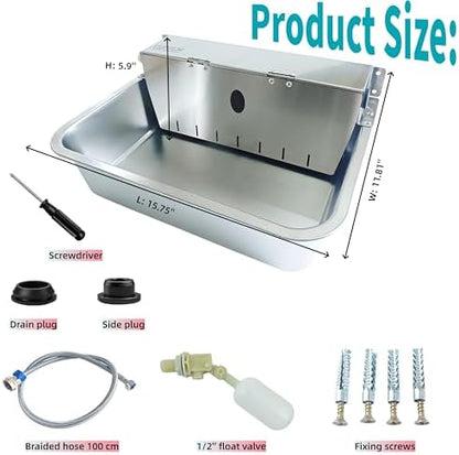 Stainless Steel Automatic Pet Waterer with Flip-Top & Wall Mount