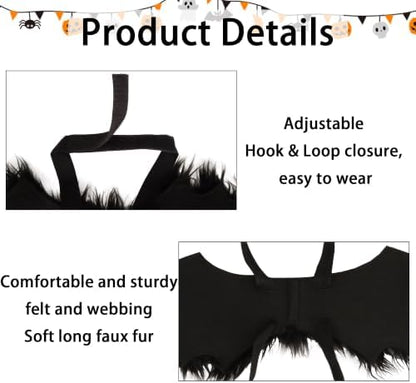 ADOGGYGO Halloween Angel Dog Costume, Black Faux Fur Dark Angel Wings, M - Image 4