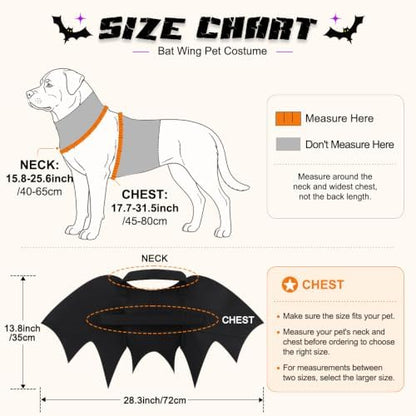 Halloween Dog Costume Glow in The Dark Black Bat Wings Adjustable L XL Dogs - Image 3