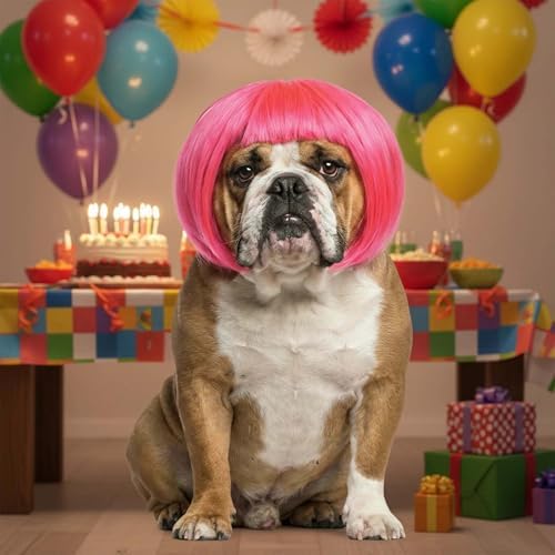 Dog Bob Wig Cat Halloween Costume for Small Medium Large Dog,Pink - Image 2
