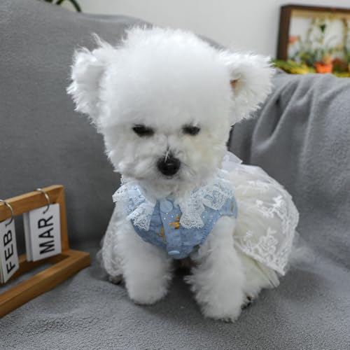 Fashion Sweet Puppy Dog Blingbling Princess Skirt Pet Dog Lace Cake Camisole Tutu Dress I-Blue L - Image 5