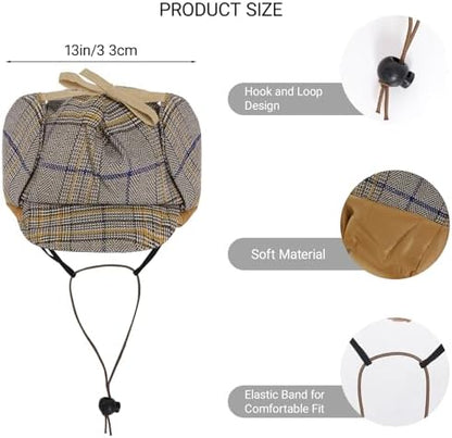 3 Pcs Dog Costume Set Detective Cloak Hat and Glasses for Small Dog Cat Detective Costume for Halloween Party Cosplay(Medium) - Image 2