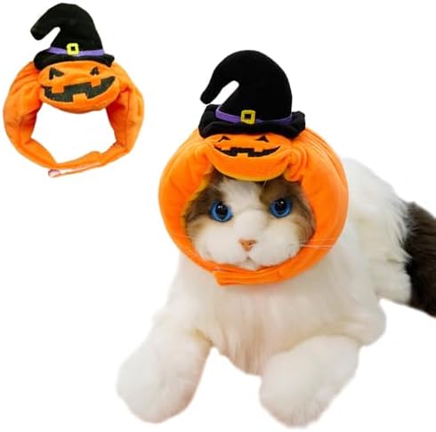 ANIAC Dog Pumpkin Costume Halloween Cat Pumpkin Outfit Funny Puppy Clothes for Small Dogs Pet Party Cosplay Accessories (Orange Hat, Free Size for Hat) by ANIAC