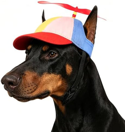 Pet Dog Cute Propeller Baseball Hat Medium Large Dogs Funny Holiday Birthday Party Clown Cap Headband Adjustable Sun Beach Visor Rainbow Helicopter Hat Pet Halloween Cosplay Costume Photo Props - Image 3