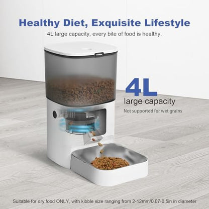 ANDOLL HOME Automatic Cat Feeder,4L Timed Cat＆Dog Dry Food Dispenser