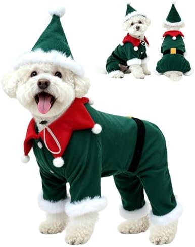 CuteBone Christmas Dog Costumes for Small, Medium, Large Dogs – Elf Pet Cosplay Outfits | Cute Puppy Costume for Holiday Party, Dress-Up, Photo Shoots GBZ07M by CuteBone