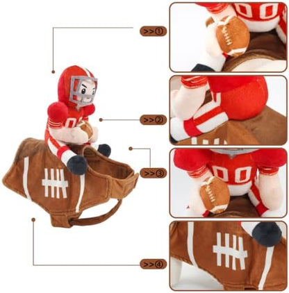 Dog Football Costume with Football Player Rider Funny Dog Costume for Large Dogs Cute Pet Costume Dachshund Outfits Pets Cosplay Clothes for Party (Large) - Image 2