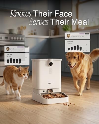 Automatic Cat Feeder with Camera for Multiple Cats & Dogs, 6L Dual Hopper