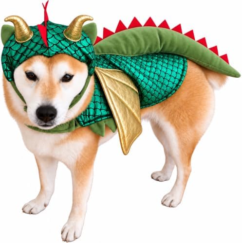 ComfyCamper Dog Green Dragon Chinese New Year Costume Cosplay Halloween, M - Image 2