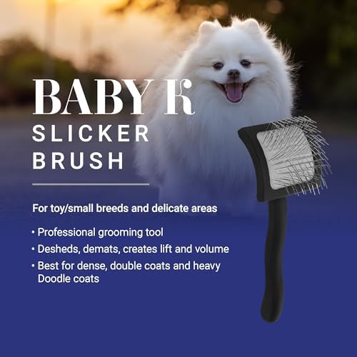 Chris Christensen Baby K Dog Slicker Brush, Groom Like a Professional, Fluff Detangle Style, Saves Time Energy, Black, Small - Image 2