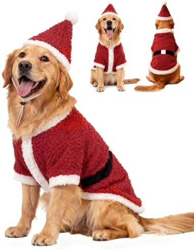 CuteBone Christmas Dog Costumes for Small, Medium, Large Dogs – Santa Claus Pet Cosplay Outfits | Cute Puppy Costume for Holiday Party, Dress-Up, Photo Shoots GBZ05XXL by CuteBone