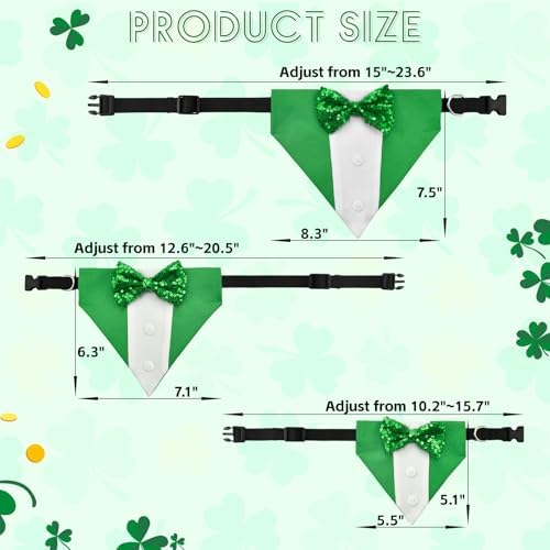 St. Patrick’s Day Dog Tuxedo with Green Bowtie Pet Irish Leprechaun Hat with Belt Buckle Dog Patricks Costume Set Lucky Themed Outfits for Cats Puppies Dogs （S） - Image 3