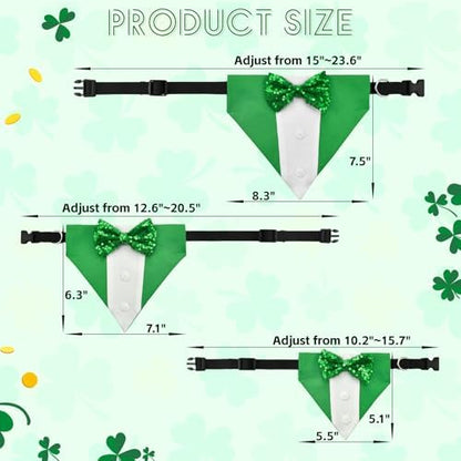 St. Patrick’s Day Dog Tuxedo with Green Bowtie Pet Irish Leprechaun Hat with Belt Buckle Dog Patricks Costume Set Lucky Themed Outfits for Cats Puppies Dogs （L） - Image 3