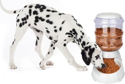 Gray 3 Gallon Gravity Dog Feeder - Automatic Food Dispense for Large Dogs, Easy to Clean