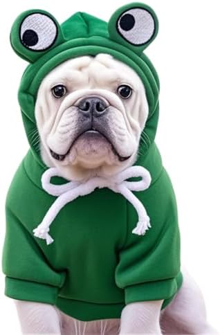 Fleece Lined Warm Dog Hoodie Sweatshirt Pet Winter Coat, Frog L by maruomiki