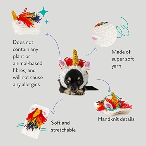Zoo Snoods Unicorn Costume - Knit Rainbow Dog Snood Ear Wrap for Pets, Warm Neck Cover for Halloween and Winter (Small) - Image 2