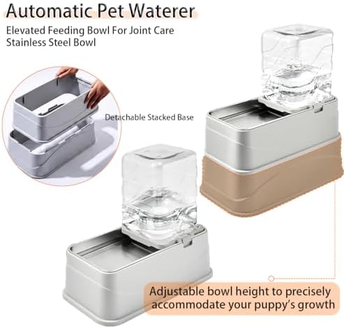 Marchul 2.1Gallon Elevated Dog Bowl, Adjustable Gravity Pet Feeder and Water Set with Stainless Steel Bowls, Raised Dog Bowls Designed to Protect Pet‘s Neck, Joints, Perfect for Cats and Dogs(8L)