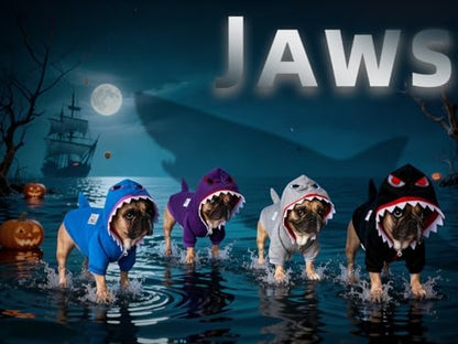 iChoue English Bulldog Halloween Shark Costume Clothes Hoodies Purple, XL - Image 4