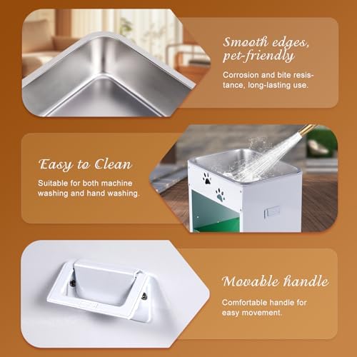 Dog Water Bowl Elevated| Adjustable Stand Pet Feeding Station with Storage