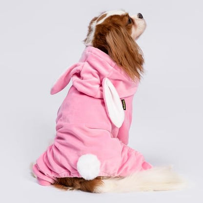 Fitwarm Dog Halloween Bunny Costumes, Funny Dog Hooded Pajamas, Doggy Clothes for Small Dogs Boy Girl, Pet Apparel, Pink, White, Medium - Image 3