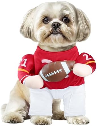 DELIFUR Football Player Dog Costume - Adjustable Funny Halloween Costume for Small Dog (Football, Small) by DELIFUR
