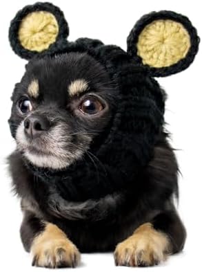 Zoo Snoods Black Bear Costume - Warm Knit Dog Snood Wrap for Pets, Neck Ear Cover Protection, Halloween Winter (Small) by ZooSnoods
