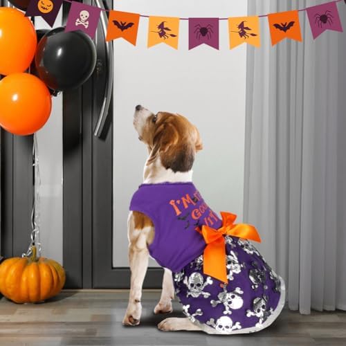 Dog Halloween Costumes Dog Dress Halloween Costumes for Dogs Funny Puppy Dress with Bow for Small Medium Large Dogs Pumpkin Witch Bat Pet Costume Halloween - Image 2
