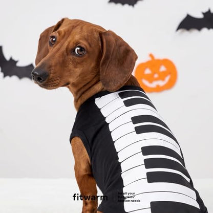 Fitwarm Piano Dog Halloween Costume Shirt, Funny Halloween Costumes for Small Dogs Boy Girl, Unique Pet Outfit, Black, White, XL - Image 3