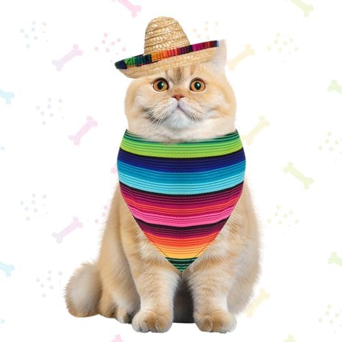 Fumwase Multicolor Sombrero Hats Bandana for Small Pets - Image 4