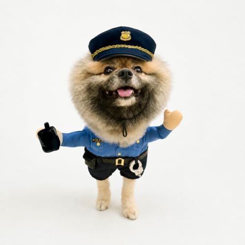Police Officer Pet Halloween Costume with Radio, Hat and Toy Handcuffs - Small to Medium-Large Breed Funny Clothes Outfit Apparel (Medium) - Image 5