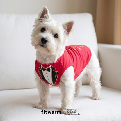Fitwarm Ringmaster Dog Halloween Costumes, Playful Halloween Outift for Small Dogs Boy Girl, Unique Pet Shirt, Red, Black, White, XL - Image 4