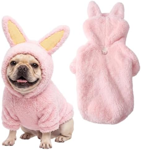 Halloween Pet Costume Bunny Ear Hoodie Pullover, Large, Pink by Simgoing