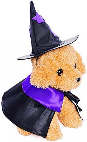 Dxhycc Halloween Pet Costume Cat Wizard Costume Funny Wizard Cat Clothes Cloak and Hat for Small Dogs Outfits - Image 7