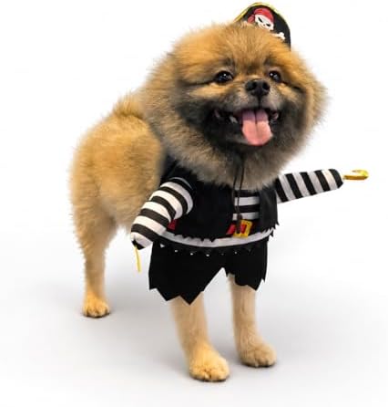 Captain Pirate Pet Halloween Costume, and Pirate Hat - Small to Medium-Large Breed Funny Clothes Outfit Apparel (Large) - Image 7