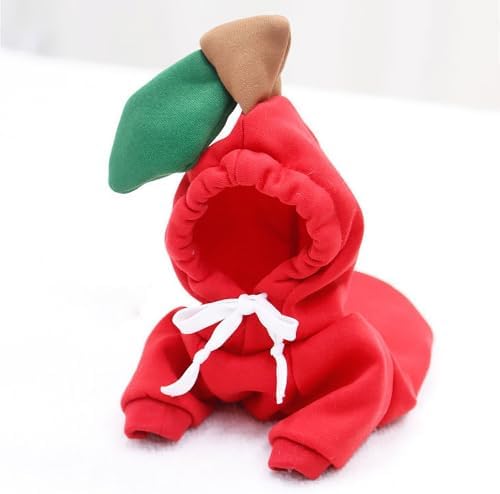 Dog Hoodie Warm Autumn Winter Pet Sweatshirt Red Apple Shape, M - Image 2