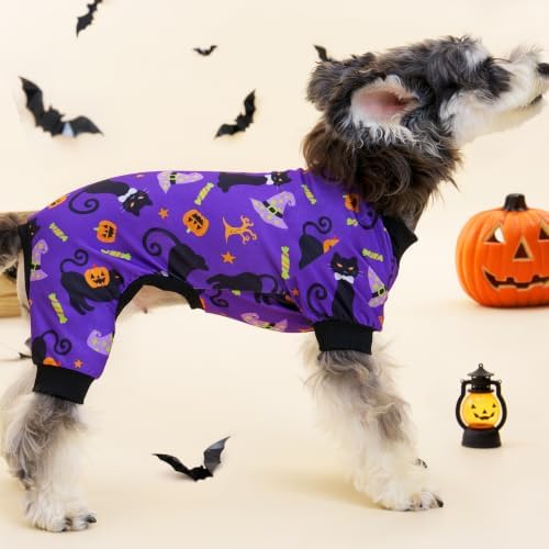 XPUDAC 4 Pack Halloween Dog Pajamas, Funny Ghost Halloween Costumes for Dogs, Soft Strechy Doggy Clothes for Small Medium Dogs Boy Girl, Pet Apparel, S - Image 5