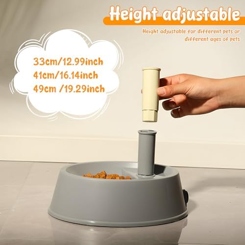 Dog Water Bottle Stand, Adjustable No Drip Dog Water Dispenser with Bowl, 2 in 1 Pet Bowls, Standing Pet Water Dispenser, Automatic Water Food Feeder with Detachable Pole for Your Pets (Gray)