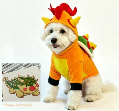 Dog Dinosaur Halloween Costumes Fleece Pet Hoodies, Yellow M - Image 2